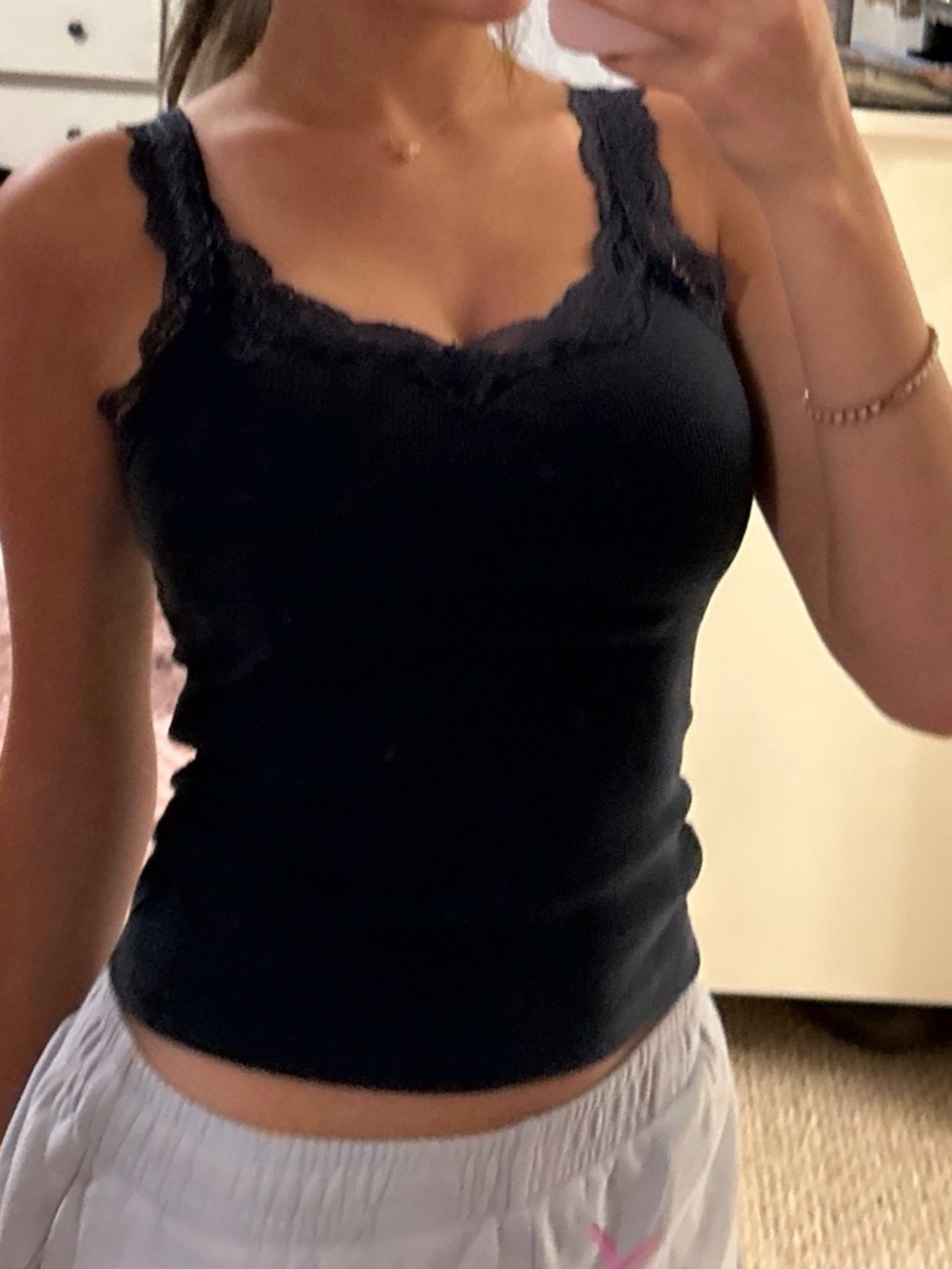 Target Navy Lace-Trim Ribbed Camisole - Picture 2 of 2